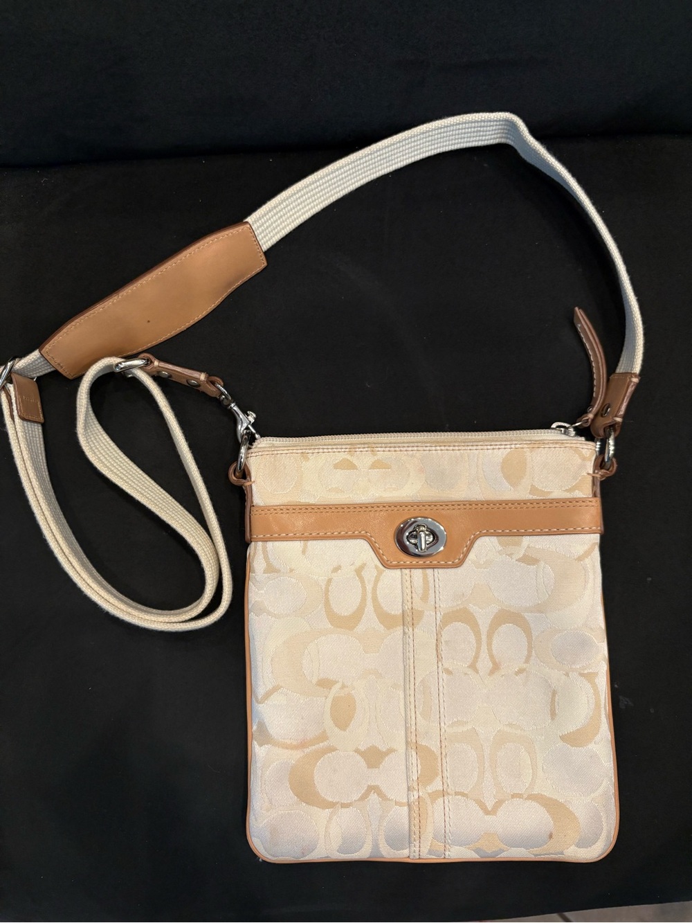 Coach Swing Pack Crossbody with Tan Leather Trim